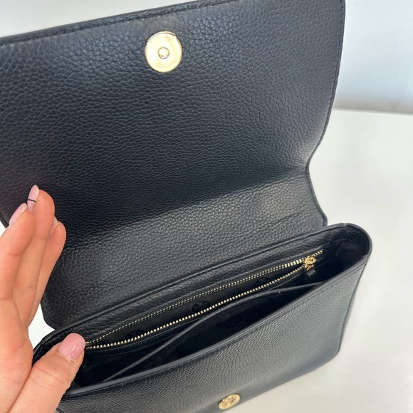 Tory Burch Black Pebbled Leather Chain Crossbody with Gold Hardware - Picture 5 of 14